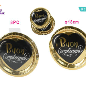 Tema nero/oro piatti 18cm