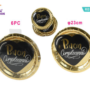 Tema nero/oro piatti 23cm