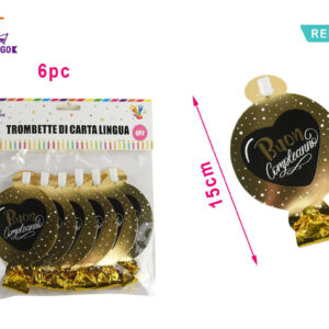 Tema nero/oro trombetta di carta