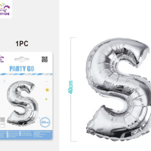 Palloncino mylar argento 40cm lettera S