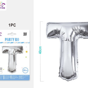 Palloncino mylar argento 40cm lettera T
