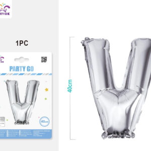 Palloncino mylar argento 40cm lettera V