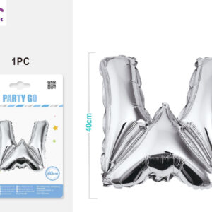 Palloncino mylar argento 40cm lettera W