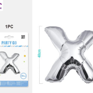 Palloncino mylar argento 40cm lettera X