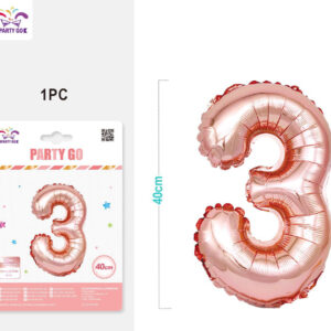 Palloncino mylar oro rosa 40cm numero 3