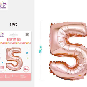 Palloncino mylar oro rosa 40cm numero 5