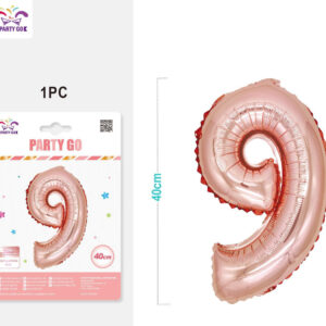 Palloncino mylar oro rosa 40cm numero 9