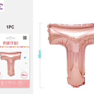 Palloncino mylar oro rosa 40cm lettera T