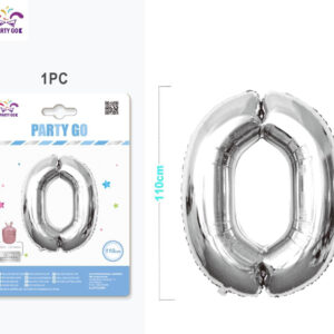 Palloncino mylar argento 110cm numero 0